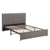 Homelegance By Top-Line Chase Grey Linen Upholstered Storage Platform Bed with Channel Headboard Grey Linen