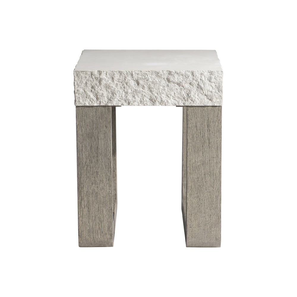 Bernhardt Bernhardt Teak & Grc Outdoor Side Table — Sand Grey Concrete Top, Weathered Teak Sculptural Base K1863