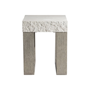 Bernhardt Bernhardt Teak & Grc Outdoor Side Table — Sand Grey Concrete Top, Weathered Teak Sculptural Base K1863