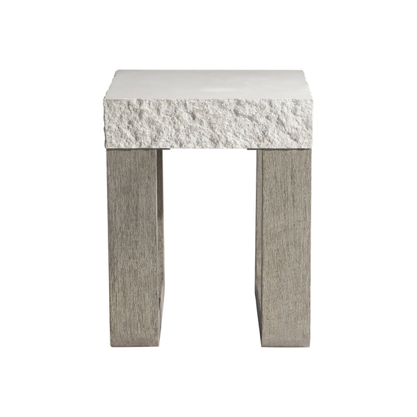 Bernhardt Bernhardt Teak & Grc Outdoor Side Table — Sand Grey Concrete Top, Weathered Teak Sculptural Base K1863