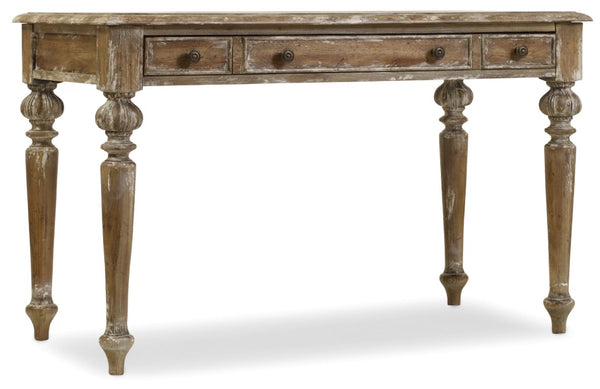 Hooker Furniture Chatelet Caramel Froth Writing Desk With Bonded Leather Surface, Drop-Front Keyboard Drawer, Rustic Charm 5300-10482