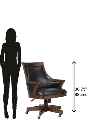 Hekman Furniture 697022 Bonavista Club Chair - Stylish Rustic Cherry Finish, Faux Leather Comfort, Adjustable & Swivel Rustic Cherry Bonavista Club Chair 697022