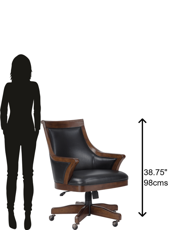 Hekman Furniture 697022 Bonavista Club Chair - Stylish Rustic Cherry Finish, Faux Leather Comfort, Adjustable & Swivel Rustic Cherry Bonavista Club Chair 697022