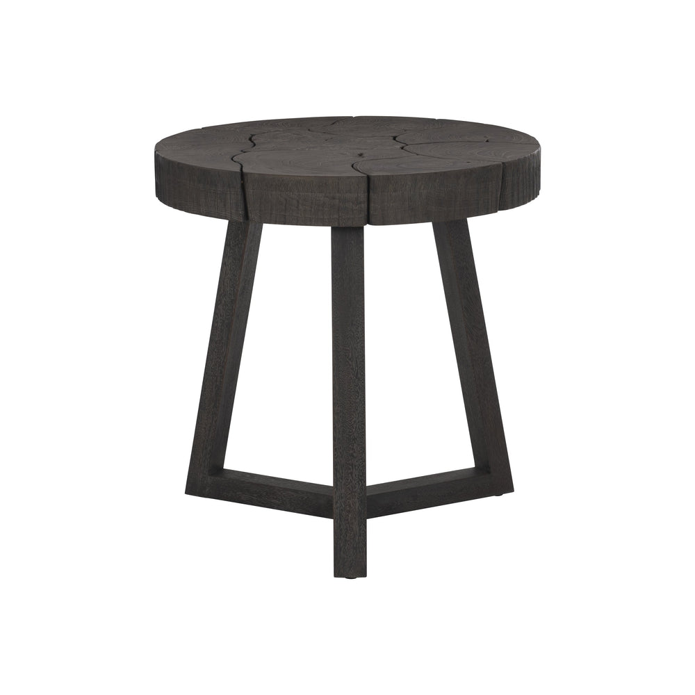 Bernhardt Bernhardt Lanita Round Sliced Teak Side Table With Sculptural Suar Wood Base, Truffle Finish, 24" 301124