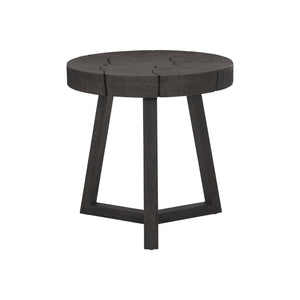 Bernhardt Bernhardt Lanita Round Sliced Teak Side Table With Sculptural Suar Wood Base, Truffle Finish, 24" 301124