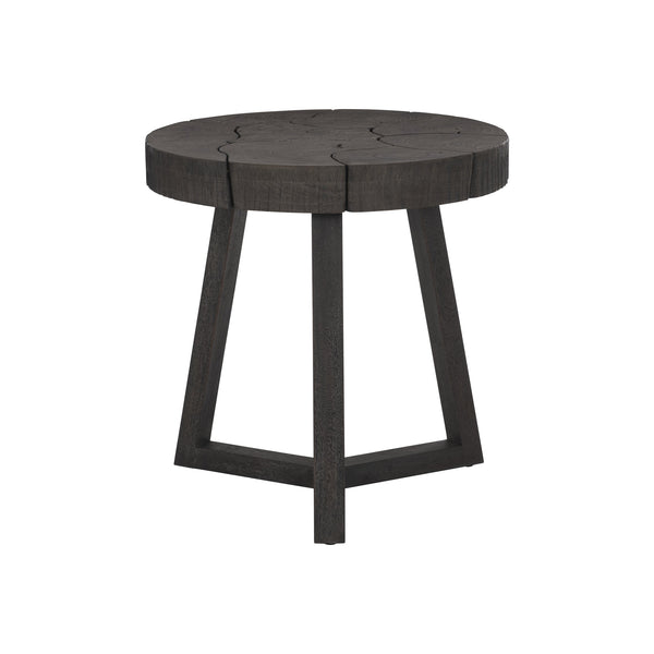 Bernhardt Bernhardt Lanita Round Sliced Teak Side Table With Sculptural Suar Wood Base, Truffle Finish, 24" 301124