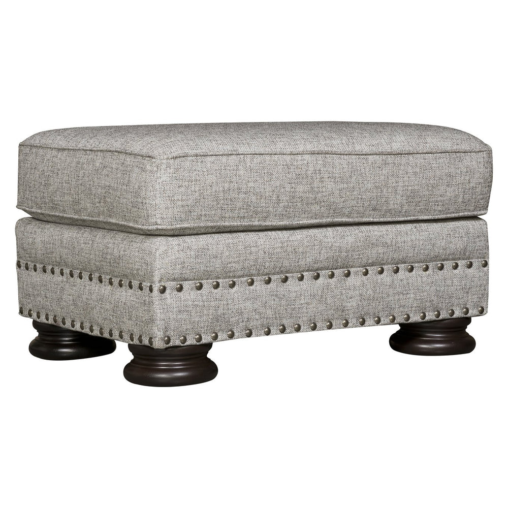 Bernhardt Bernhardt Foster Gray Ottoman — Made-To-Order Plush Rectangular Footrest With Nailhead Trim & Wood Legs B5171A