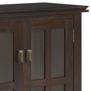 English Elm Artisan Low Storage Cabinet - Handcrafted Tobacco Brown Wood With Glass Doors For Versatile Style B136P158398