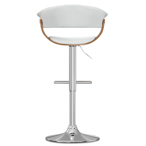 English Elm Sheldon Adjustable Swivel Bar Stool with Gas Lift and Walnut Bentwood Frame, Mid-Century Modern Design White B136P159604