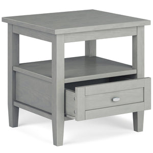 English Elm Warm Solid Wood 20-Inch Transitional End Table In Fog Grey – Stylish Storage For Any Room! B136P159705-GIGA