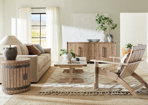 Hooker Furniture Vineyard Pedestal Rectangle Cocktail Table With Honed Gray Travertine Top, Sonoma Finish, Coastal Charm 6952-80310-80