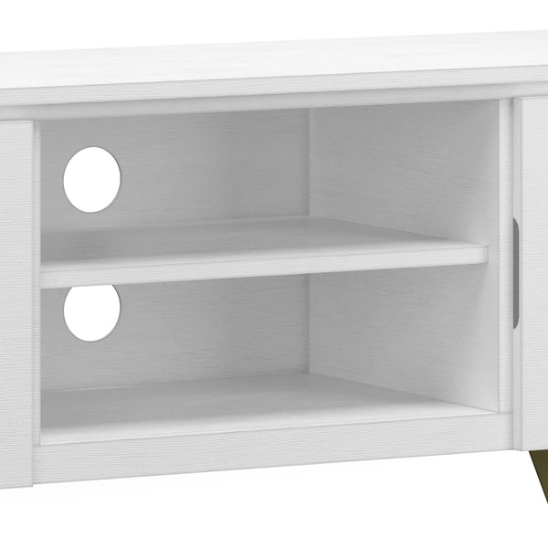 English Elm Lowry Tv Media Stand - Vintage Industrial White Acacia With Metal Accents For Modern Living Rooms B136P158867
