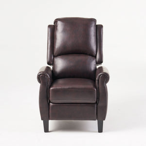 English Elm Christopher Knight Home® - Fabric Burgundy Recliner Chair Mid-Century PU Leather Pushback Sofa with Tufted Cushion, Compact Comfort 57574.00BDY