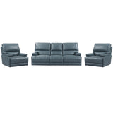 Parker House Whitman - Verona Azure - Powered By Freemotion Power Reclining Sofa And Two Recliners Blue Top Grain Leather With Match (X) Mwhi-311ph-p25-vaz