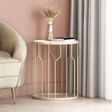 Christopher Knight Home® - Noble House - Redden Modern Glam Faux Marble Side Table, White and Champagne Silver