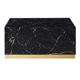 Homelegance By Top-Line Blaise Faux Marble Coffee Table with Casters Black Marble