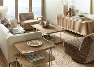 Hooker Furniture Banyon Banyon Bay Accent Table — Compact Desert Oak Rectangular End Table With Brushed Brass Legs, Versatile Style 6081-80001-82