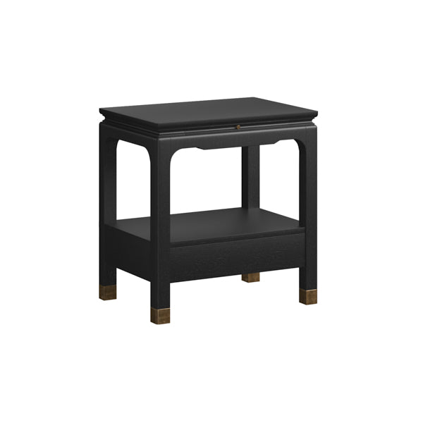 A.R.T. Furniture Eave Bedside Table - Elegant Traditional Nightstand With Asian Influence In Rich Ink Finish Black Material(S), Poplar And Parawood Solids 336140-1818