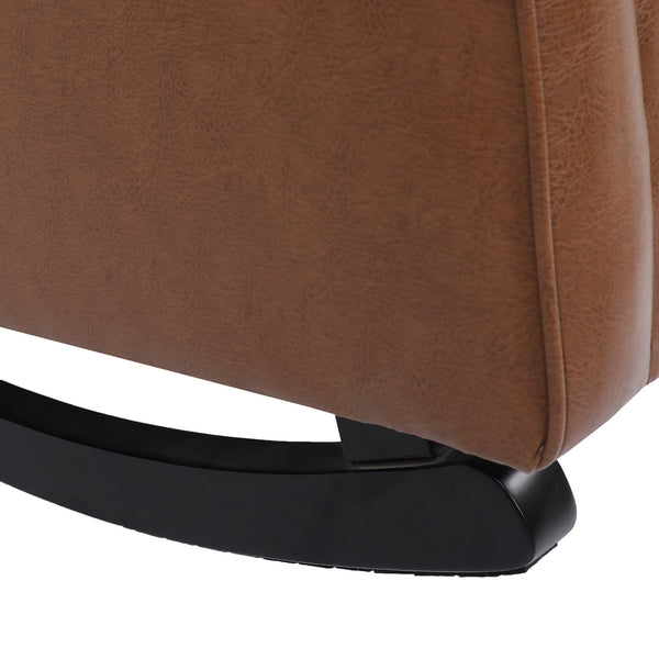 English Elm Christopher Knight Home® - Rocking Chair with Wingback, Button-Tufted Diamond Stitch PU, Solid Birch Rockers for Cozy Rooms Light Brown 72152.00PUCOGN