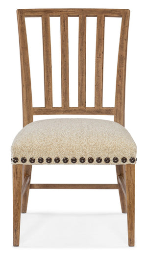Hooker Furniture Big Sky Side Chair With Vintage Natural Hickory Finish, Spindle Back, Nailhead Trim & Stain‑Resist Fabric 26.50 L x 22.00W x 39.50H 6700-75410-80