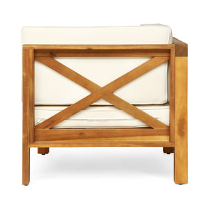 English Elm Brava Solid Acacia Cross-back Outdoor Armchair with Water-resistant Cushion Patio Seating 64491.00BGE-64492.00BGE