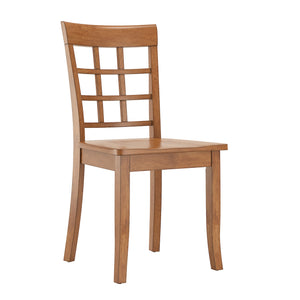 Homelegance By Top-Line Lorren Window Back Wood Dining Chairs (Set of 2) Natural Rubberwood