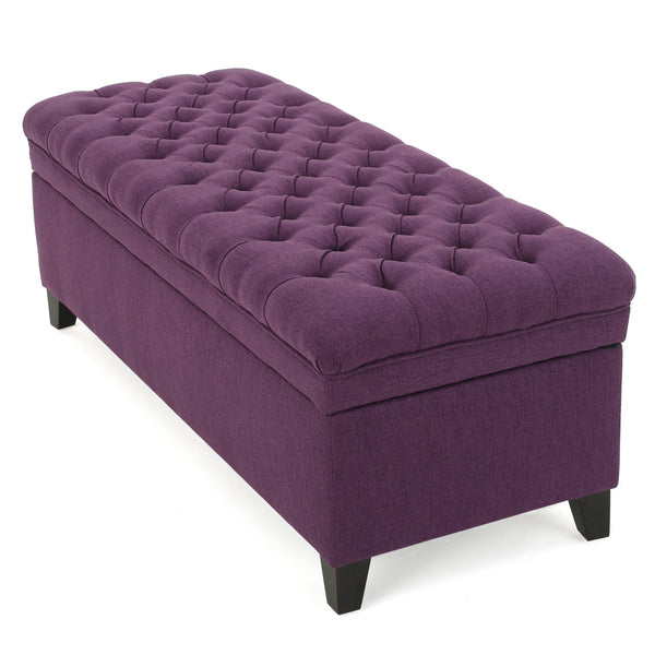 English Elm Juliana Rectangular Storage Ottoman Upholstered Lift Top for Living Room Seating 57741.00PUR