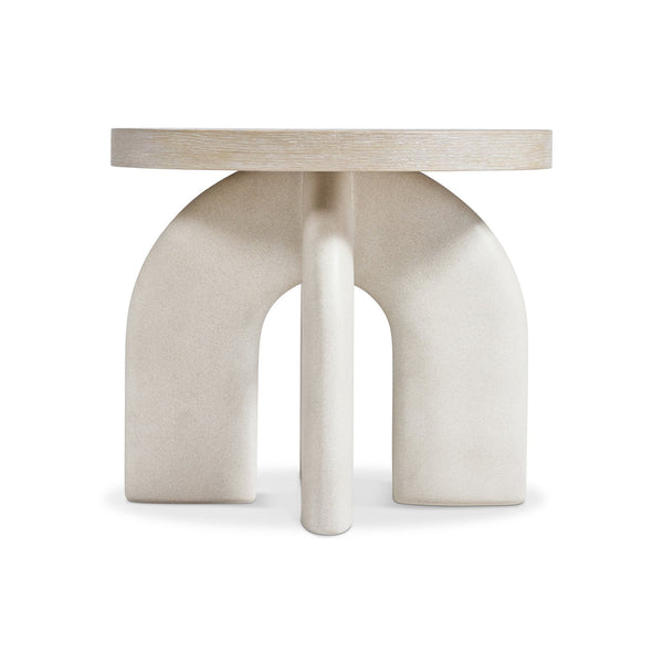 Bernhardt Bernhardt Antibes Sculptural Side Table With Rustic Oak Top & Textured Pumice Concrete Base, 22" H 350113