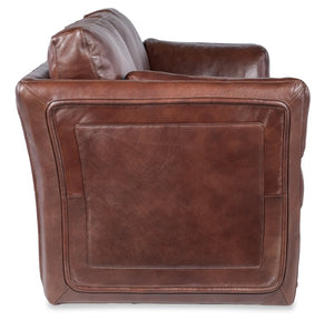 Hooker Furniture Woodstock Truffle Leather 3-Seat Sofa With Flared Arms, Tailored Panels & Accent Pillows For Timeless Comfort SS800-03-086