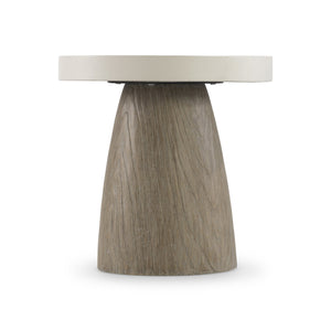 Bernhardt Bernhardt Granville Drum Outdoor Side Table — Glass-Reinforced Concrete, Bone Top & Sea Oat Woodgrain Base X09123