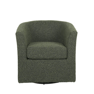 English Elm Swivel Barrel Club Chair Upholstered 360 Degree Base for Living Room Reading Nook 57685.00FBLKGRN
