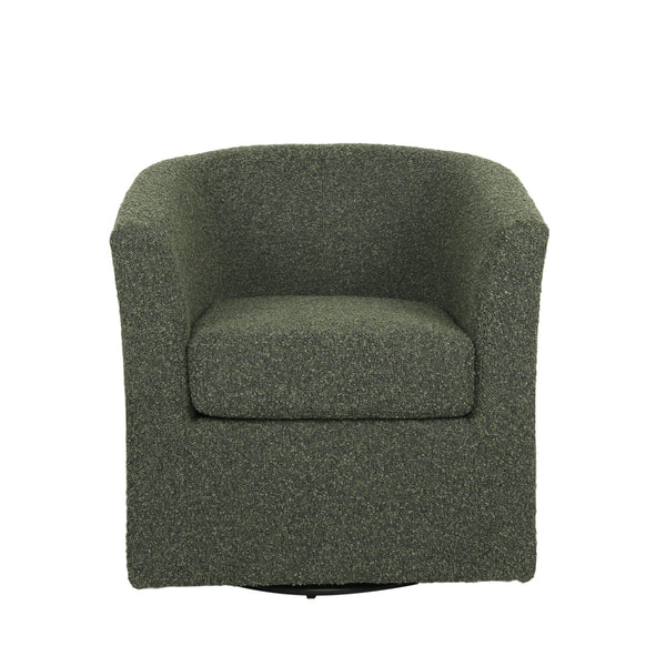 English Elm Swivel Barrel Club Chair Upholstered 360 Degree Base for Living Room Reading Nook 57685.00FBLKGRN