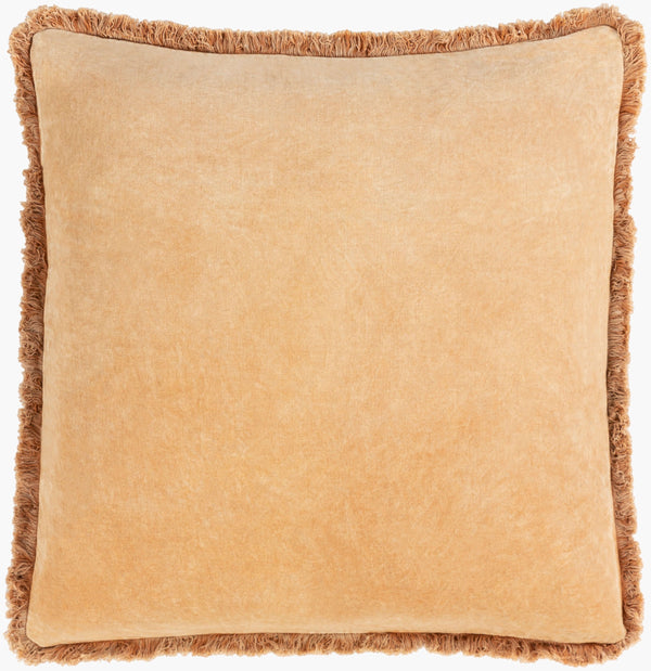 Surya Washed Cotton Velvet Accent Pillow 22"L X 22"W - French Country Cottage Style For Cozy Elegance Camel Cotton,Cotton Wcv001-2222