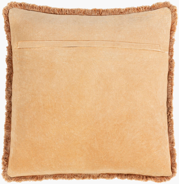 Surya Washed Cotton Velvet Accent Pillow 22"L X 22"W - French Country Cottage Style For Cozy Elegance Camel Cotton,Cotton Wcv001-2222