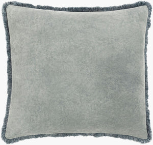 Surya Washed Cotton Velvet Accent Pillow 22"L X 22"W - French Country Cottage Style For Cozy Elegance Slate Cotton,Cotton Wcv003-1818d