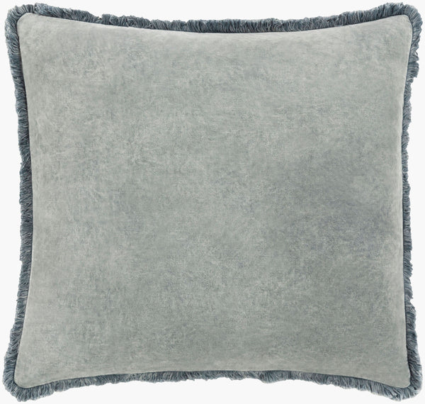 Surya Washed Cotton Velvet Accent Pillow 22"L X 22"W - French Country Cottage Style For Cozy Elegance Slate Cotton,Cotton Wcv003-1818d