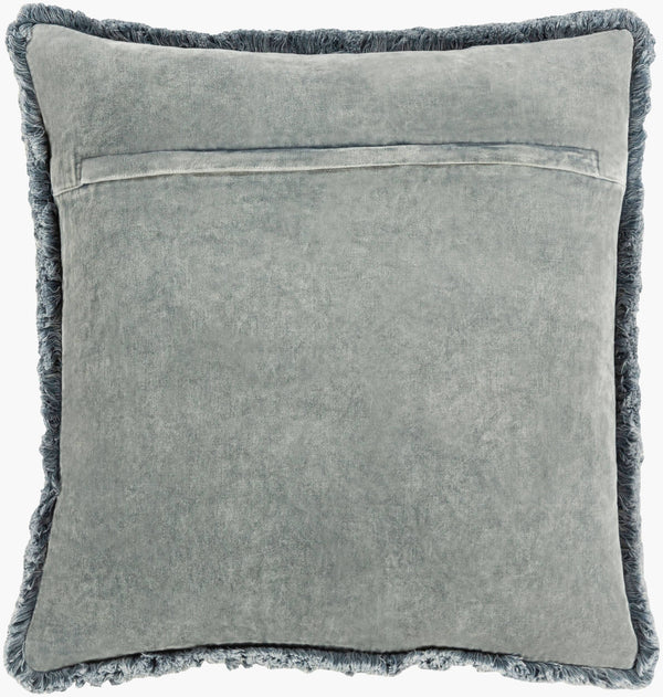 Surya Washed Cotton Velvet Accent Pillow 22"L X 22"W - French Country Cottage Style For Cozy Elegance Slate Cotton,Cotton Wcv003-1818d