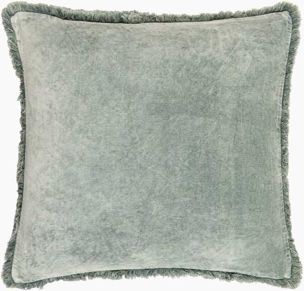 Surya Washed Cotton Velvet Accent Pillow 22"L X 22"W - French Country Cottage Style For Cozy Elegance Sage Cotton,Cotton Wcv005-1818