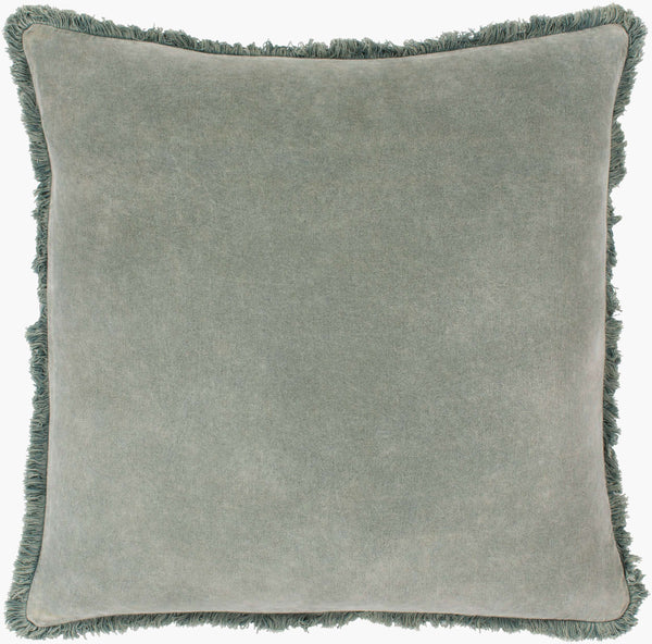 Surya Washed Cotton Velvet Accent Pillow 22"L X 22"W - French Country Cottage Style For Cozy Elegance Sage Cotton,Cotton Wcv005-2020d