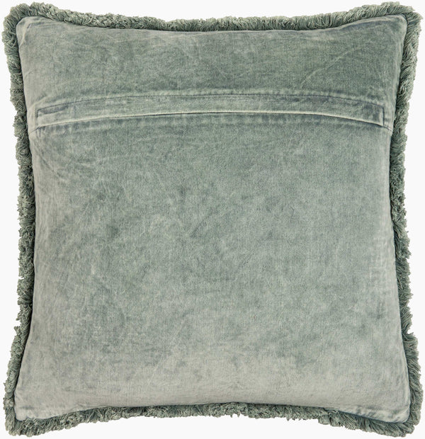 Surya Washed Cotton Velvet Accent Pillow 22"L X 22"W - French Country Cottage Style For Cozy Elegance Sage Cotton,Cotton Wcv005-2020d