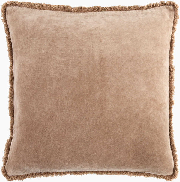 Surya Washed Cotton Velvet Accent Pillow 22"L X 22"W - French Country Cottage Style For Cozy Elegance Taupe Cotton,Cotton Wcv009-2222p