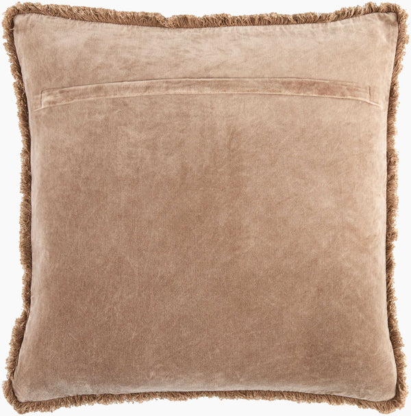 Surya Washed Cotton Velvet Accent Pillow 22"L X 22"W - French Country Cottage Style For Cozy Elegance Taupe Cotton,Cotton Wcv009-2222p