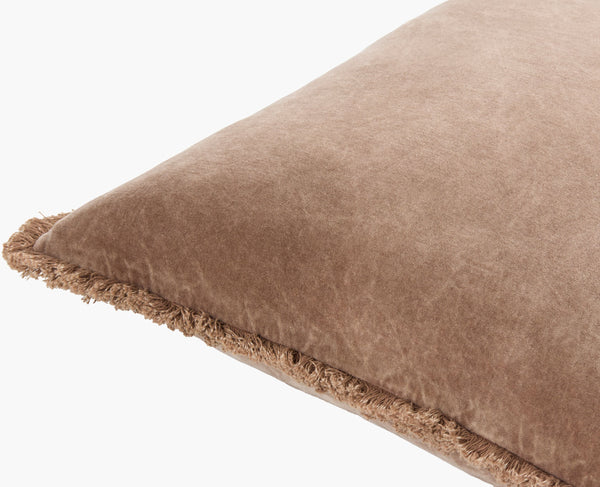 Surya Washed Cotton Velvet Accent Pillow 22"L X 22"W - French Country Cottage Style For Cozy Elegance Taupe Cotton,Cotton Wcv009-2222p