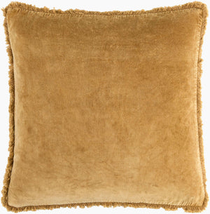 Surya Washed Cotton Velvet Accent Pillow 22"L X 22"W - French Country Cottage Style For Cozy Elegance Goldenrod Cotton,Cotton Wcv010-1818d