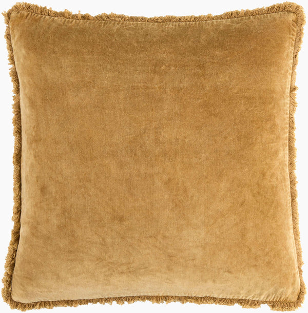 Surya Washed Cotton Velvet Accent Pillow 22"L X 22"W - French Country Cottage Style For Cozy Elegance Goldenrod Cotton,Cotton Wcv010-1818d