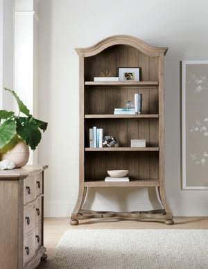 Hooker Furniture Corsica Arched Bookcase With Adjustable Shelves, Acacia Veneer Rustic Reclaimed Light Natural Finish 5180-10445