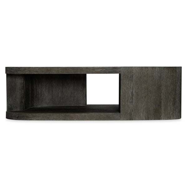 Bernhardt Bernhardt Boyle Sculptural Oak Cocktail Table With Porcini Top, Lower Shelf & Heavy-Duty Casters 565015