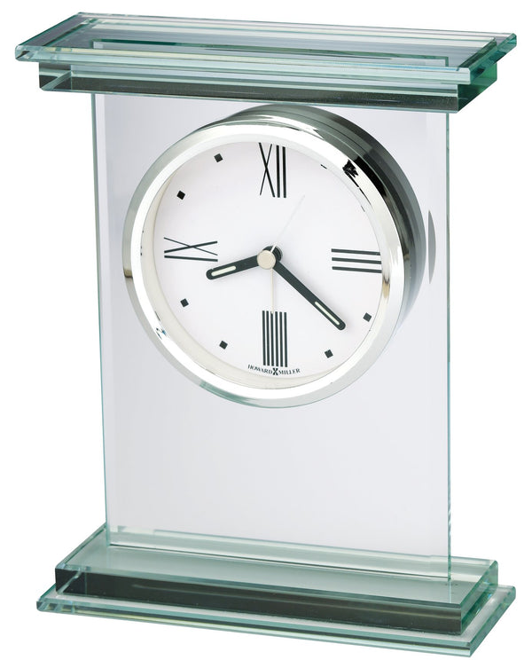 Hekman Furniture 645835 Modern Bracket-style Glass Alarm Clock With Polished Silver Bezel And Luminous Hands  Hightower Tabletop Clock 645835