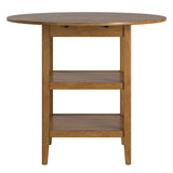 Homelegance By Top-Line Theordore Antique Finish 2 Side Drop Leaf Round Counter Height Table Oak Rubberwood