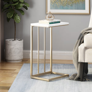 Christopher Knight Home® - Noble House - Durand Modern Glam Faux Wood End Table, White And Champagne Gold